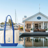 Tote Bag Ancre Rustique Bateau Monogrammé Contraste Trim Fo