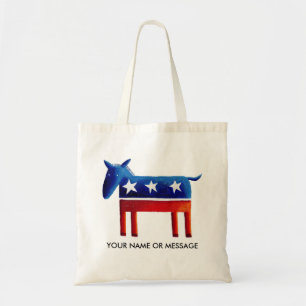 Tote Bag Âne Démocrate Nom ou Message Personnalisé