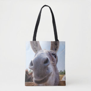 Tote Bag Âne souriant gris comique