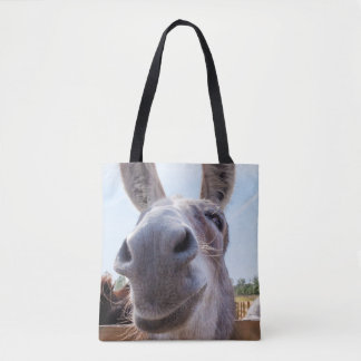 Tote Bag Âne souriant gris comique