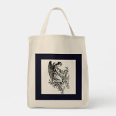 Tote Bag Ange avec harpe et flore (Dos)
