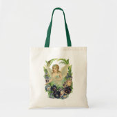 Tote Bag Ange de Pâques victorien avec fleurs de pensée vio (Devant)
