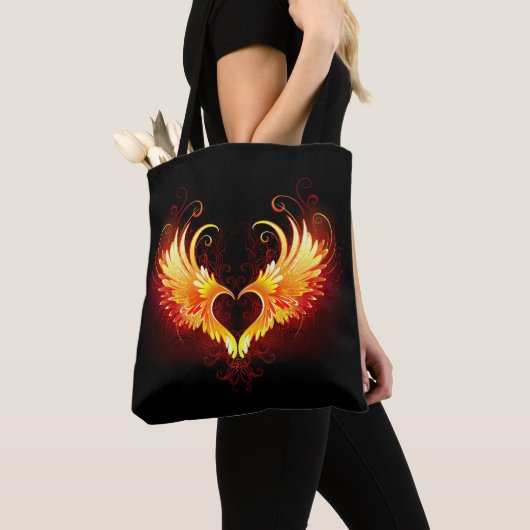 Tote Bag Angel Fire Heart with Wings (De près)