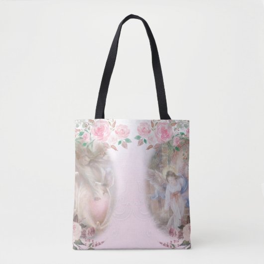 Tote Bag Angels et Roses et rose (Devant)