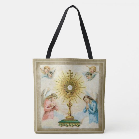 Tote Bag Anges de Fatima priant le Monstrance d'eucharistie (Devant)
