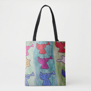 Tote Bag Anges de Noël avec trompettes