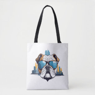 Tote Bag Anglais Bulldog Vector Art Animal Modern Urban Pet
