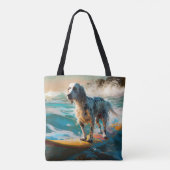 Tote Bag Anglais Setter Beach Surfing Painting (Dos)