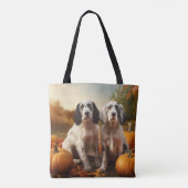 Tote Bag Anglais Setter Puppy Automne Citrouille de plaisir (Dos)