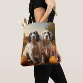 Tote Bag Anglais Setter Puppy Automne Citrouille de plaisir (De près)