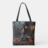 Tote Bag Anglais Springer espagnol Citrouille Halloween eff (Dos)