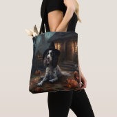 Tote Bag Anglais Springer espagnol Citrouille Halloween eff (De près)
