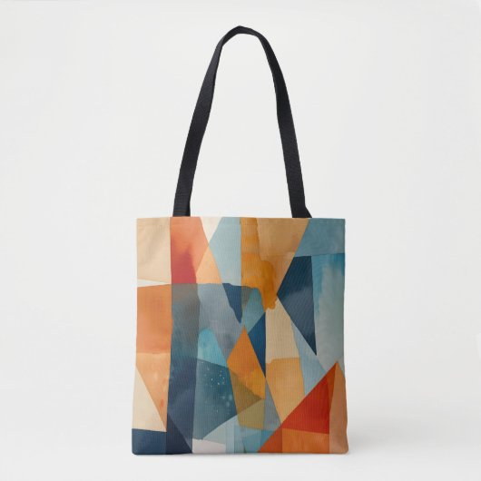 Tote Bag Angles Abstraits de bleu et d'orange (Devant)