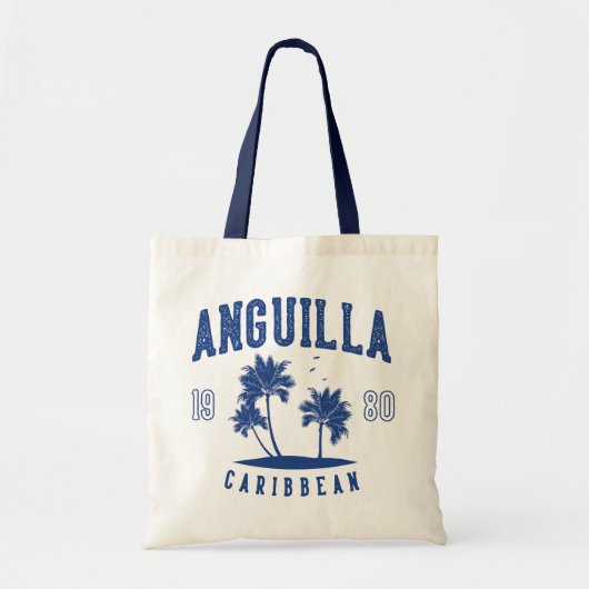Tote Bag Anguilla Caribbean Palm Tree 1980 (Devant)