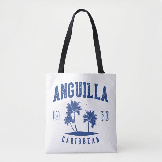 Tote Bag Anguilla Caribbean Palm Tree 1980 (Devant)