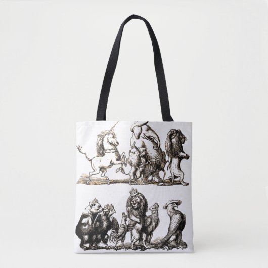 Tote Bag Animal Cute Art Unicorn Elephant Lion Zoo (Devant)