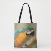 Tote Bag Animal de perroquet bleu et or macaw (Devant)