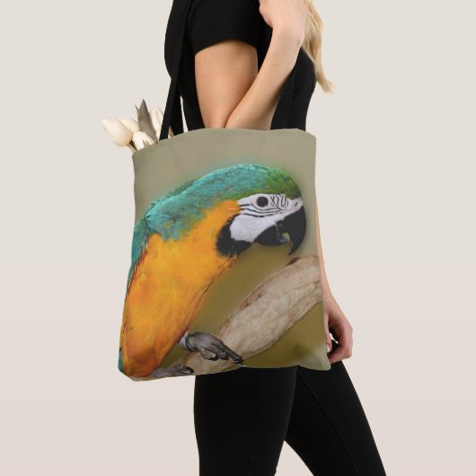 Tote Bag Animal de perroquet bleu et or macaw (De près)