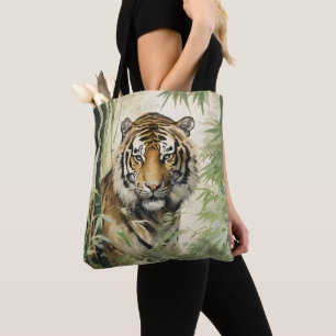 Tote Bag Animal Nature Tiger Bambou
