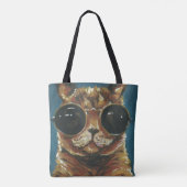 Tote Bag Animal pimpant | Kitty dans des lunettes de soleil (Dos)