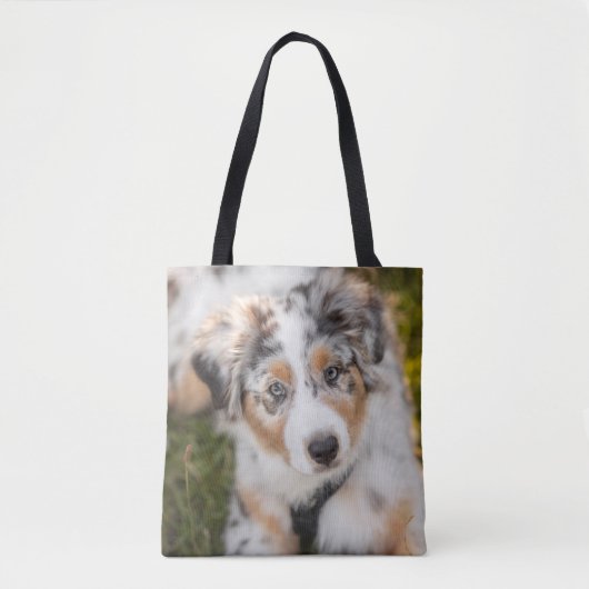 Tote Bag Animaux de bébés cutest | Australian Shepherd Pupp (Devant)