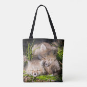 Tote Bag Animaux de bébés cutest | Baby Red Fox Kits Sleepi (Dos)