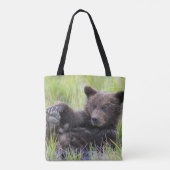 Tote Bag Animaux de bébés cutest | Cute Brown Bear Cub Joue (Dos)