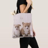 Tote Bag Animaux de bébés cutest | Deux Bébés Corgis assis (De près)