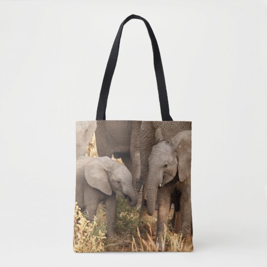 Tote Bag Animaux de bébés cutest | Deux jeunes éléphants (Devant)