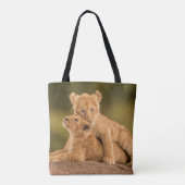 Tote Bag Animaux de bébés cutest | Deux Lions Cubs (Dos)