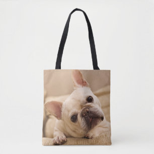 Tote Bag Animaux de bébés cutest French Bulldog Head Tilt