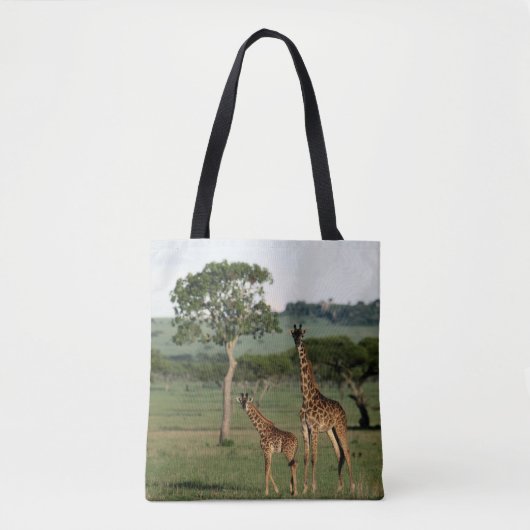 Tote Bag Animaux de bébés cutest | Giraffe Calf & Mama (Devant)