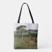 Tote Bag Animaux de bébés cutest | Giraffe Calf & Mama (Dos)