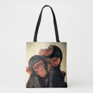 Tote Bag Animaux de bébés cutest   Hug de chimpanzé