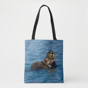Tote Bag Animaux de bébés cutest Mère & Bébé Sea Otter