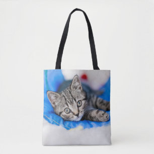 Tote Bag Animaux de bébés cutest Tunnel Tabby Kitten en J