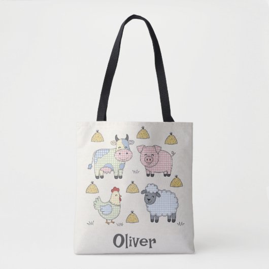 Tote Bag Animaux de ferme mignons en patchwork (Devant)