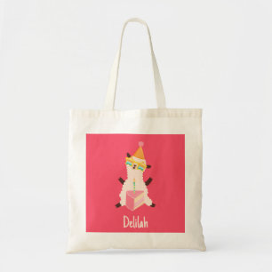 Tote Bag Animaux de Fête Llama Anniversaire Filles Rose