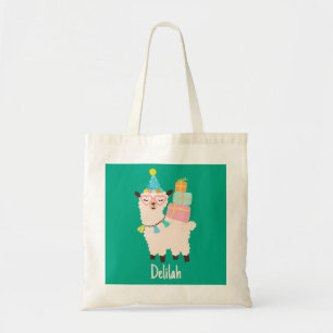 Tote Bag Animaux de Fête Llama Anniversaire Filles Vert
