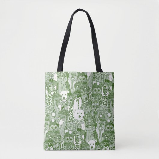 Tote Bag animaux de fête vert (Devant)