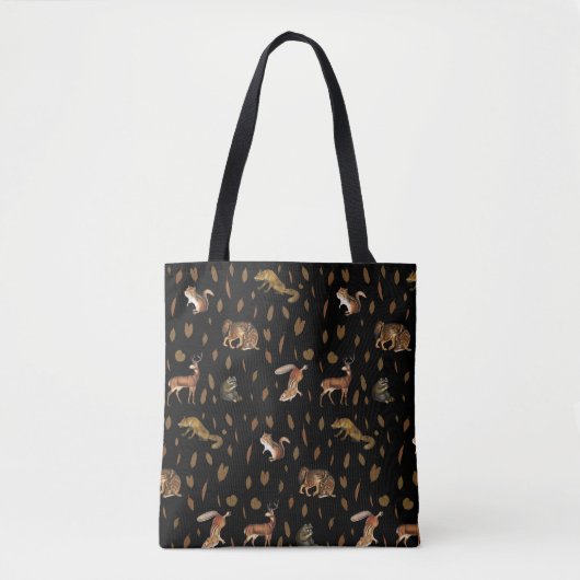 Tote Bag Animaux de forêt automnale Feuilles d'automne (Devant)