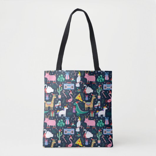 Tote Bag Animaux de vacances et icônes Motif (Devant)