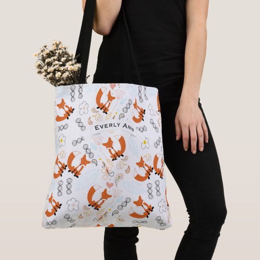 Tote Bag Animaux forestiers Renard et Acorn Motif (De près)