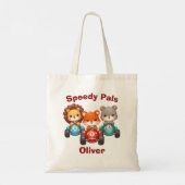 Tote Bag Animaux Mignons dans des Voitures de Course - Spee (Dos)