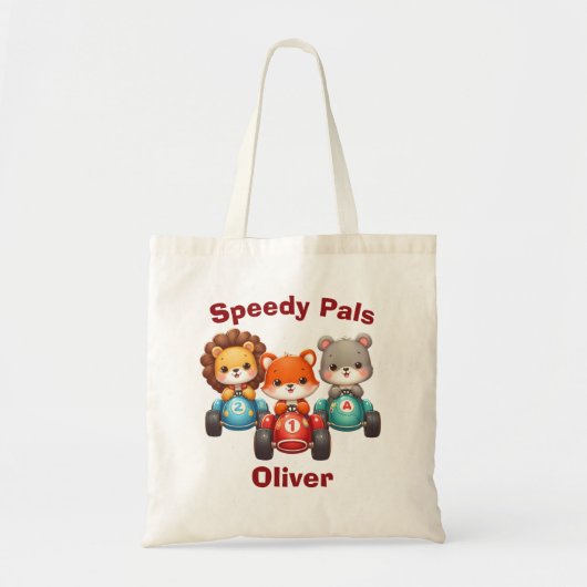 Tote Bag Animaux Mignons dans des Voitures de Course - Spee (Devant)