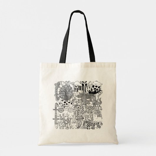 Tote Bag Animaux sauvages Main dessinée Art noir et blanc (Dos)