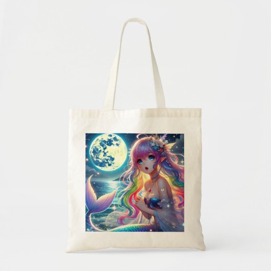 Tote Bag Anime Girl chanter Moonlight Pixie Rainbow Mermaid (Devant)