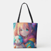 Tote Bag Anime Girl with Puppy (Dos)