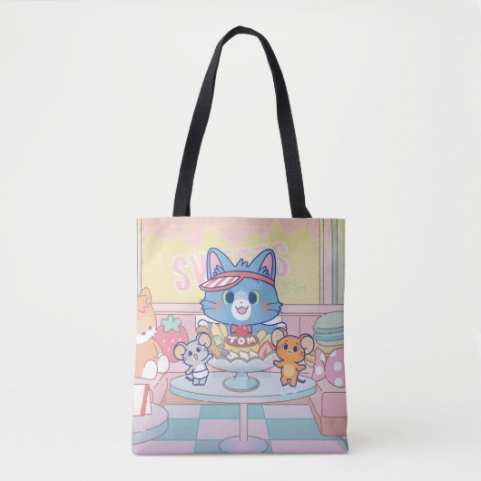 Tote Bag Anime Tom, Jerry et Tuffy Dessert Parlor (Devant)