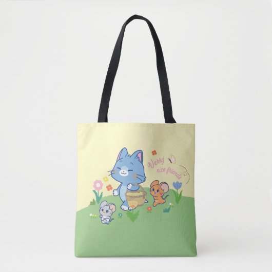 Tote Bag Anime Tom, Jerry et Tuffy Picnic (Devant)